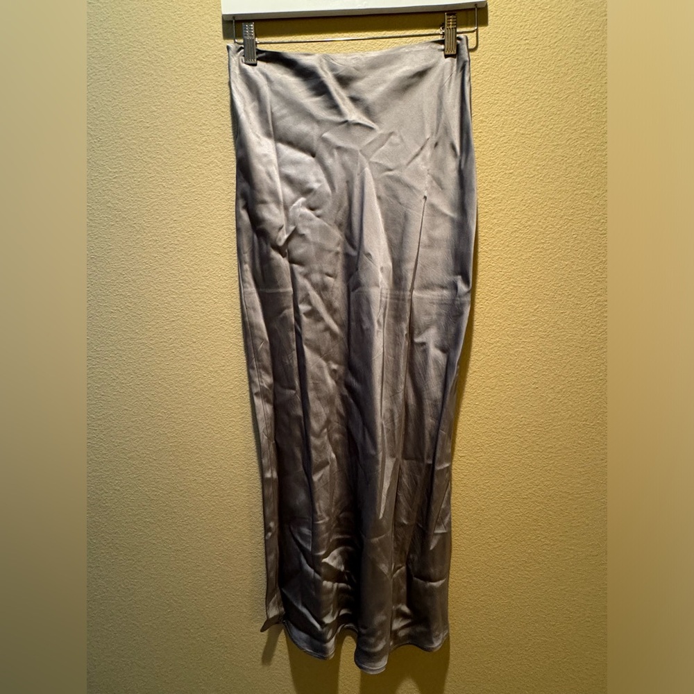 NWT PULL&BEAR MIDI SILVER SLIP SKIRT